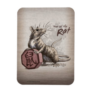 Ímã Ano da arte chinesa do zodíaco do rato
