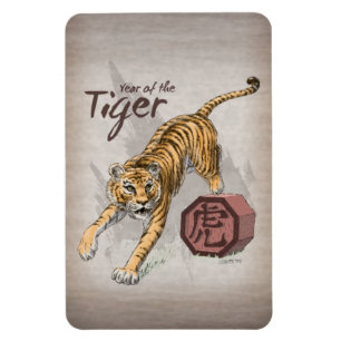 Ímã Ano da arte chinesa do zodíaco do tigre
