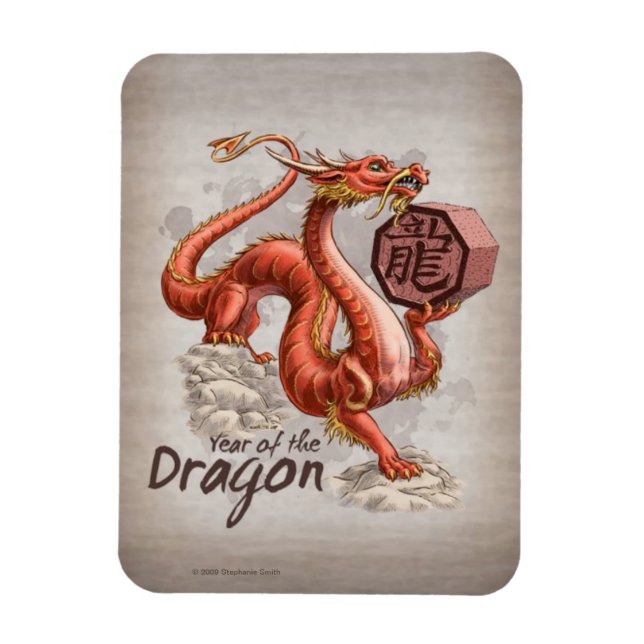 Ímã Ano da Arte Zodiaca Chinesa do Dragão (Vertical)
