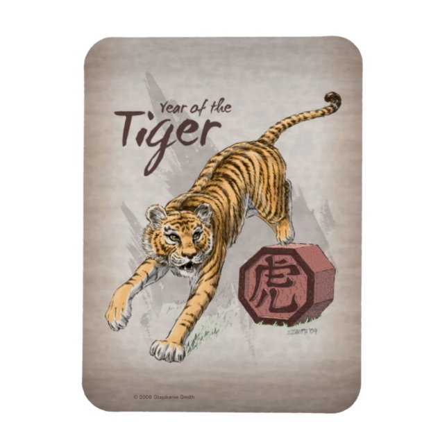 Ímã Ano da Arte Zodiaca Chinesa Tigre (Vertical)