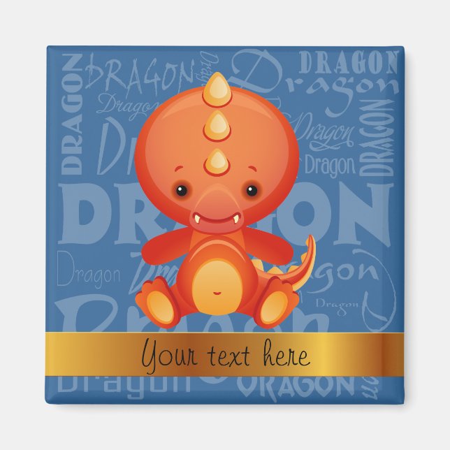 Imã Ano de Cartoon Personalizado da Arte do Dragão (Frente)