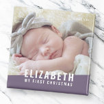 Imã Ano de Foto Moderno Personalizado do Primeiro Nata<br><div class="desc">Esta design simples e moderna é composta por tipografia sans serif. Adicionar fotografia de bebê personalizada.</div>