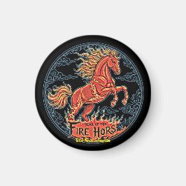 Imã Ano do Cavalo de Fogo Ímã preto pequeno