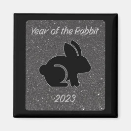 Imã Ano do Design do Rabbit Black Glitter