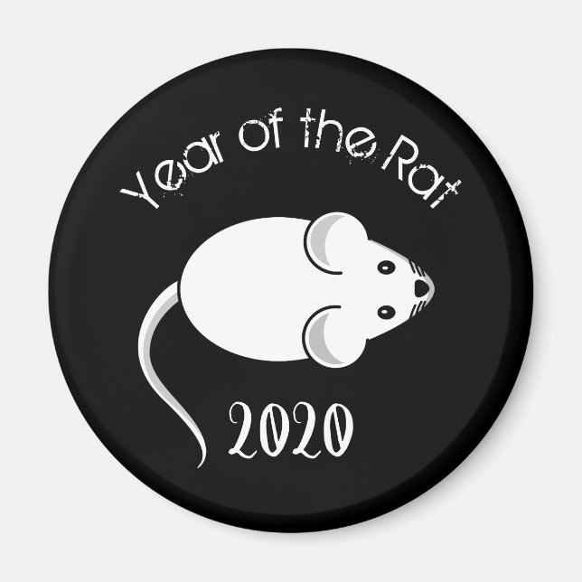 Imã Ano do mouse Rat 2020 com texto (Frente)