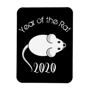 Ímã Ano do mouse Rat 2020 com texto