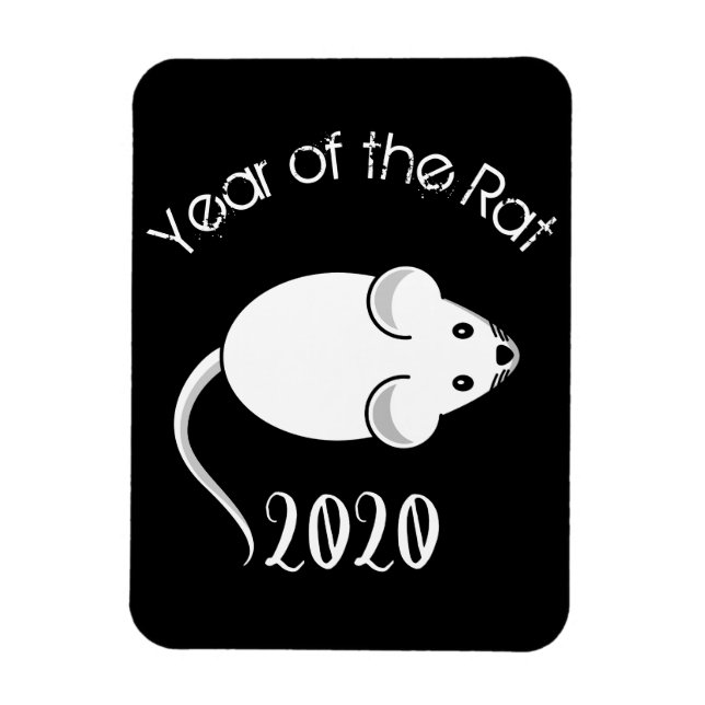 Ímã Ano do mouse Rat 2020 com texto (Vertical)