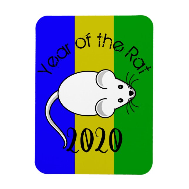 Ímã Ano do mouse Rat 2020 com texto (Vertical)