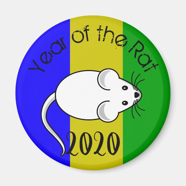 Imã Ano do mouse Rat 2020 com texto (Frente)