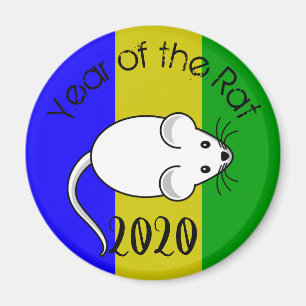 Imã Ano do Rat 2020 Mouse com Texto