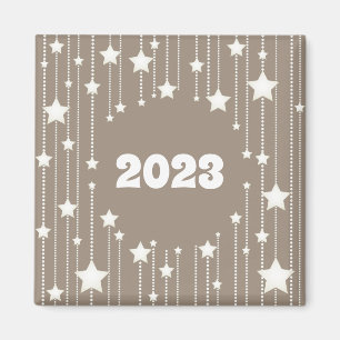 Imã Ano Novo 2023 - estrelas brancas bege naturais
