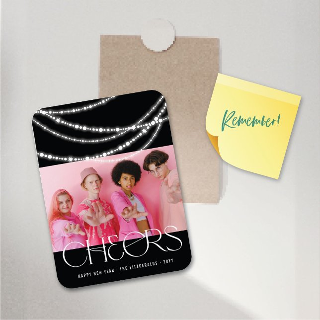 Ímã Ano Novo Cheios de Luz Espumante Foto Na moda (New Year Cheers Sparkling Lights Stylish Photo Flexible Magnet @ fat_fa_tin)