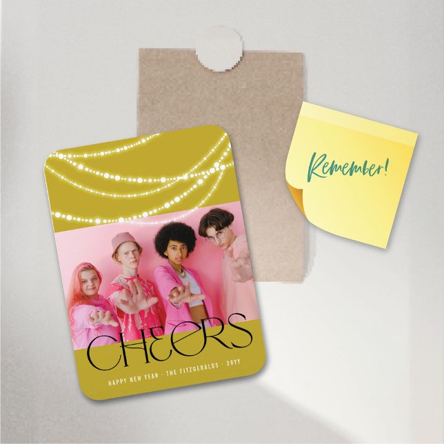 Ímã Ano Novo Cheios de Luz Espumante Foto Na moda (New Year Cheers Sparkling Lights Stylish Photo Flexible Magnet @ fat_fa_tin)