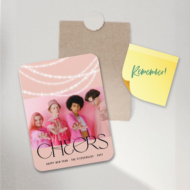 Ímã Ano Novo Cheios de Luz Espumante Foto Na moda (New Year Cheers Sparkling Lights Stylish Photo Flexible Magnet @ fat_fa_tin)