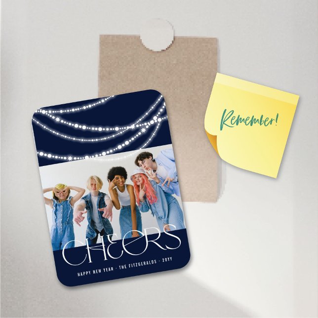 Ímã Ano Novo Cheios de Luz Espumante Foto Na moda (New Year Cheers Sparkling Lights Stylish Photo Flexible Magnet @ fat_fa_tin)