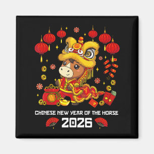 Imã Ano Novo Chinês do Cavalo 2026 Dança do Leão Fofa