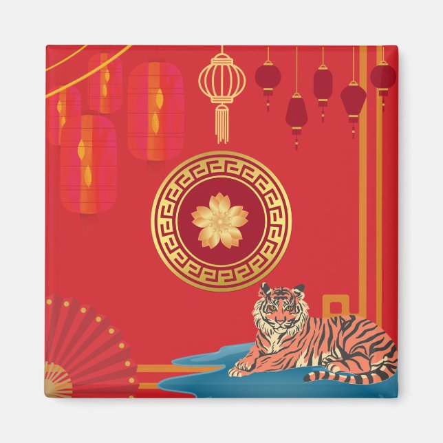 Imã Ano Novo Lunar 2022 - Magneta de Tigre-Água (Frente)