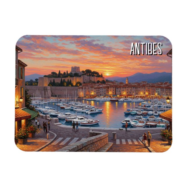 Ímã Antibes France Harbor Viagem (Horizontal)