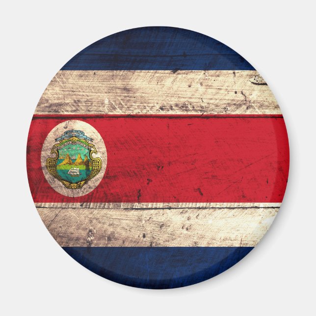 Imã Antiga bandeira do Wooden Costa Rica (Frente)