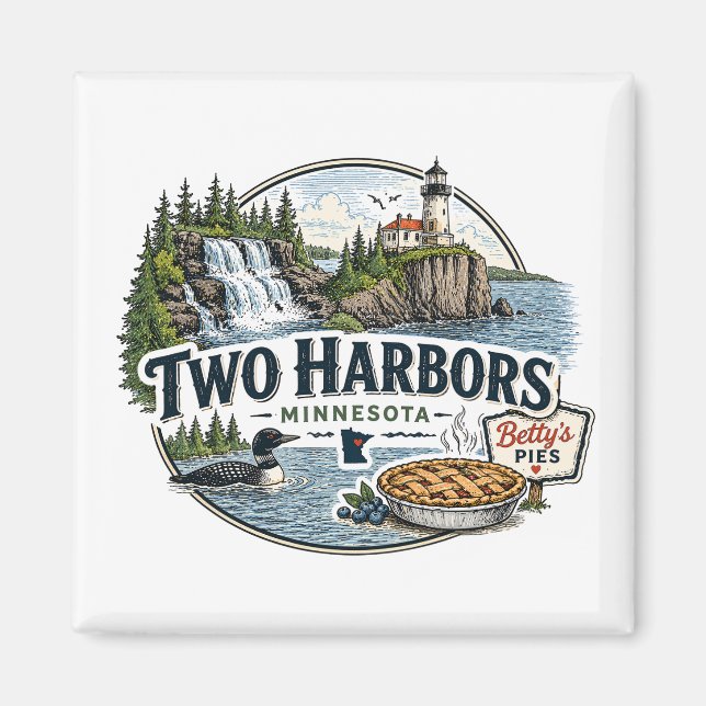 Imã Antiga Two Harbors Minnesota Costa Norte (Frente)