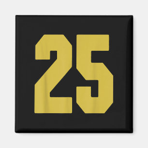 Imã Antigo Dourado Número Negro 25 Jersey Player Unifo