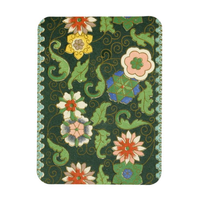 Ímã Antigo Padrão Chinês de Cloisonné: Jade Verde (Vertical)