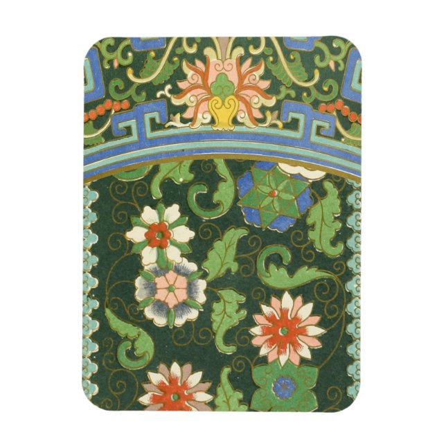 Ímã Antigo Padrão Chinês de Cloisonné: Jade Verde (Vertical)