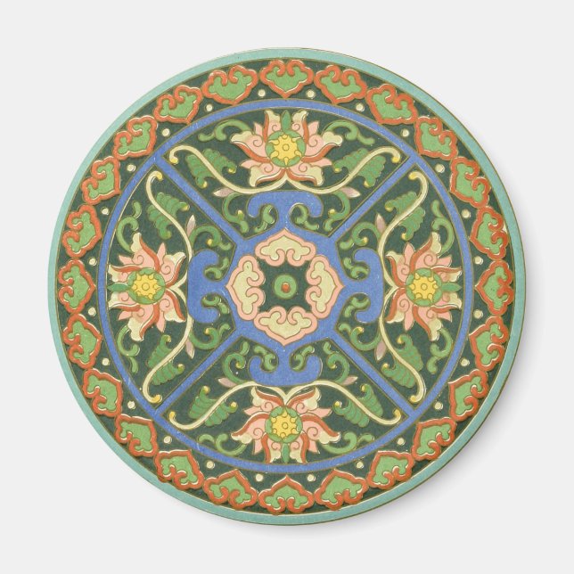 Imã Antigo Padrão Chinês de Cloisonné: Jade Verde (Frente)