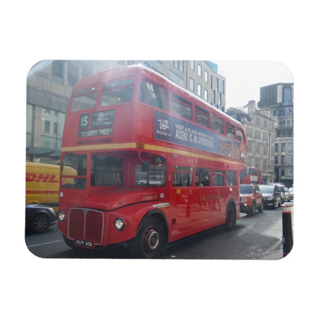 Ímã Antigo Red City Bus London 3"x4" Magnet (Horizontal)