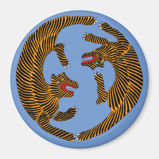 Imã Antigos Tigres Folk Japoneses (Frente)