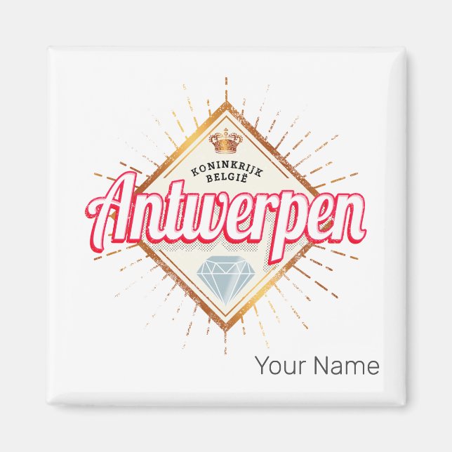 Imã Antwerp Flanders Bélgica Retro Vintage Souvenir (Frente)