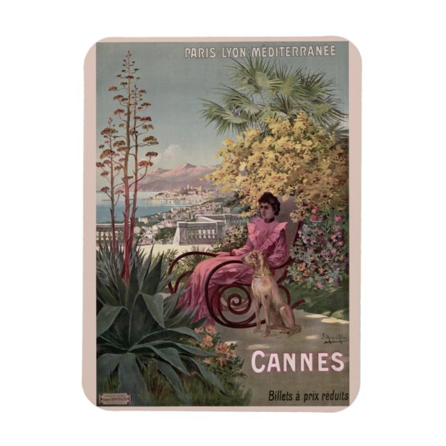 Ímã Anúncio antigo de Vintage Cannes viagem francês (Vertical)