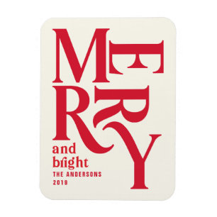 Ímã Anúncio colorido da feliz vermelha de Natal