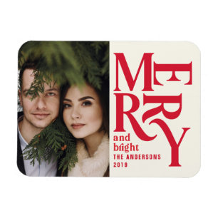 Ímã Anúncio colorido da feliz vermelha de Natal