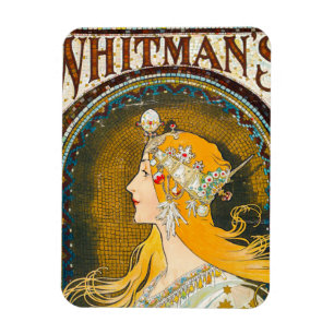 Ímã Anúncio de Alphonse Mucha Vintage Whitman