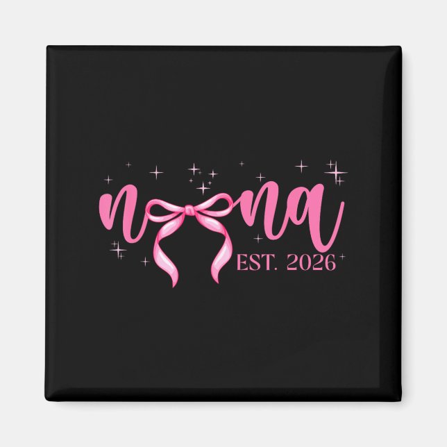 Imã Anúncio de Bebê da Vovó Est 2026 Coquette Bow Mãe (Frente)