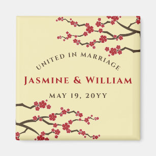 Imã Anúncio de Casamento Floral de Cherry Blossoms Sa