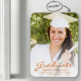 Ímã Anúncio de Formando de Script Laranja Queimado com