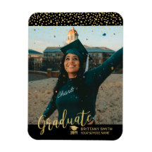 Anúncio de Formatura com Foto e Confete Dourado