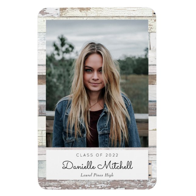 Ímã Anúncio de Foto de Formando de Madeira em Descanso (Vertical)