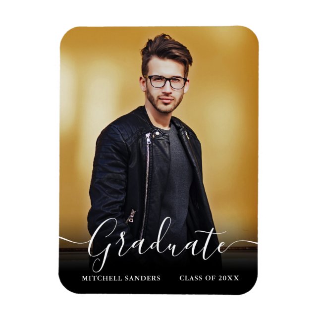 Ímã Anúncio de Foto de Formando de Script de Caligrafi (Vertical)