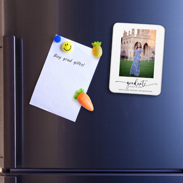 Ímã Anúncio de Foto de Graduação de Script Elegante (Criador carregado)