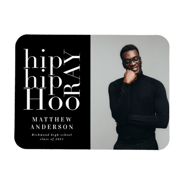 Ímã Anúncio de graduação da foto da Hip Hip Horay (Horizontal)