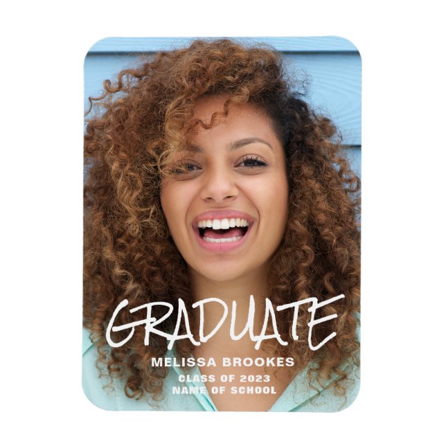 Ímã Anúncio de Graduação de Foto (Vertical)