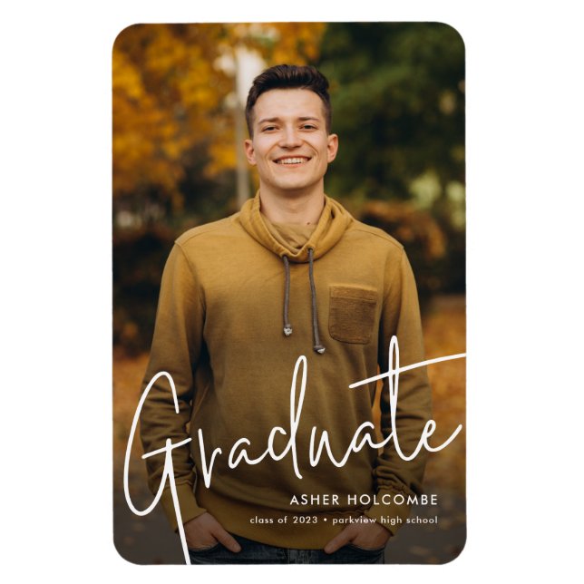 Ímã Anúncio de Graduação de Fotografia Simples de Rótu (Vertical)