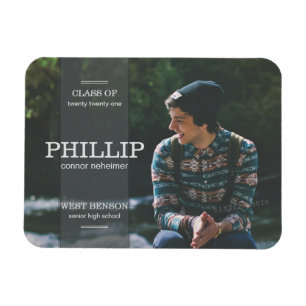 Ímã Anúncio de Graduação de Fotografias da Cinza de Ba