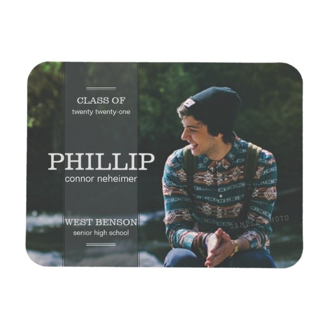 Ímã Anúncio de Graduação de Fotografias da Cinza de Ba (Horizontal)