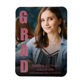 Ímã Anúncio de Graduação Dourada do Rosa Modern Faux