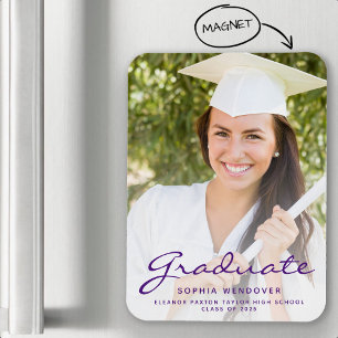 Ímã Anúncio de Graduação Rolo Púrpura de Foto 2025