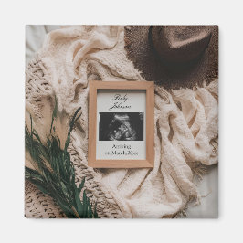 Imã Anúncio de gravidez Boho rústico em ultrassom 